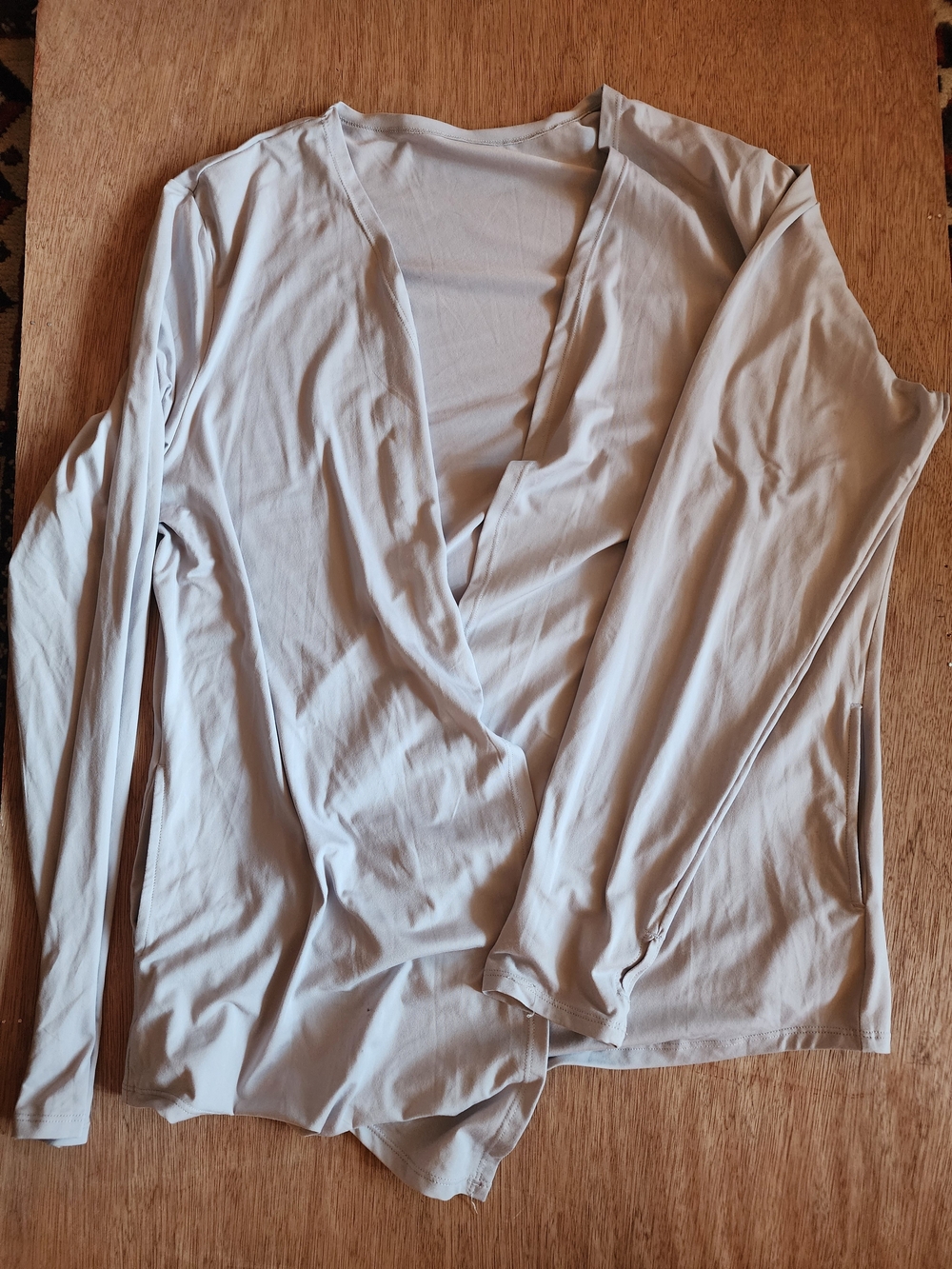 G4Free Light Grey Long Sleeve Surplice Wrap Top Draped Cardigan Size XL